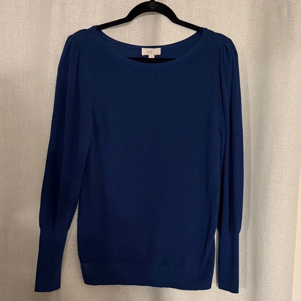 LOFT Royal Blue Ribbed Knit Top/Sweater